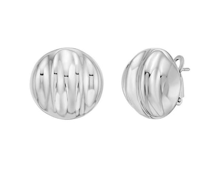 Sterling Silver Sculpted Domed Disc Stud Earrings