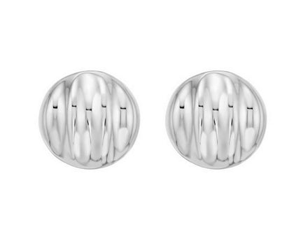 Sterling Silver Sculpted Domed Disc Stud Earrings