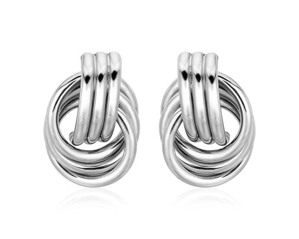 Polished Love Knot Earrings with Interlocking Rings in Sterling Silver(15mm)