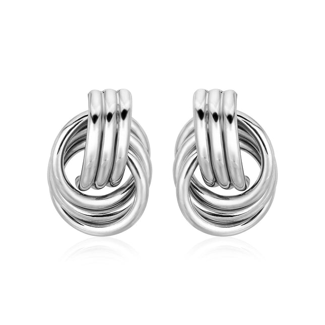 Polished Love Knot Earrings with Interlocking Rings in Sterling Silver(15mm)