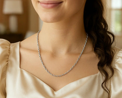 Sterling Silver Rhodium Plated French Cable Chain (2.80 mm)