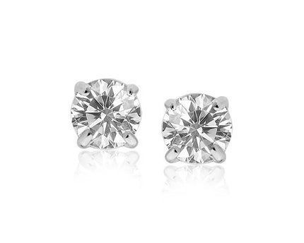 Sterling Silver Round CZ Stud Earrings(8mm)