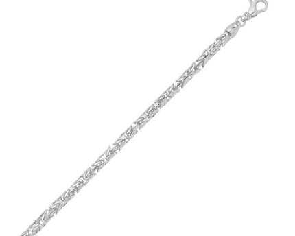 Sterling Silver Rhodium Plated Solid Round Byzantine Chain (4.60 mm)