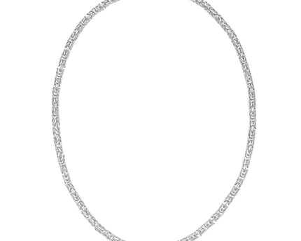 Sterling Silver Rhodium Plated Solid Round Byzantine Chain (4.60 mm)