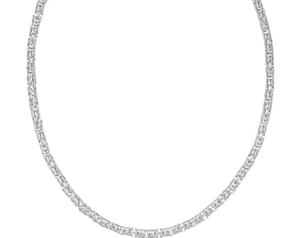 Sterling Silver Rhodium Plated Solid Round Byzantine Chain (4.60 mm)