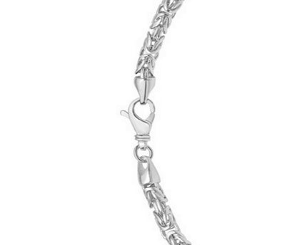 Sterling Silver Rhodium Plated Solid Round Byzantine Chain (4.60 mm)