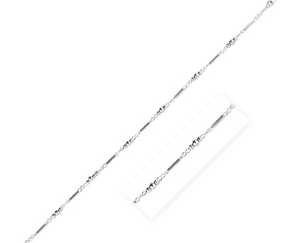 Sterling Silver Anklet with Polished Bars and Beads