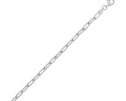Sterling Silver Rhodium Plated Round Link Paperclip Chain (5.20 mm)