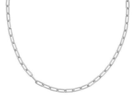 Sterling Silver Rhodium Plated Round Link Paperclip Chain (5.20 mm)