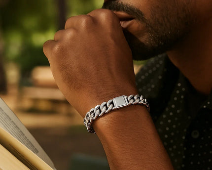 Sterling Silver Rhodium Plated Miami Cuban Link Bracelet (9.00 mm)