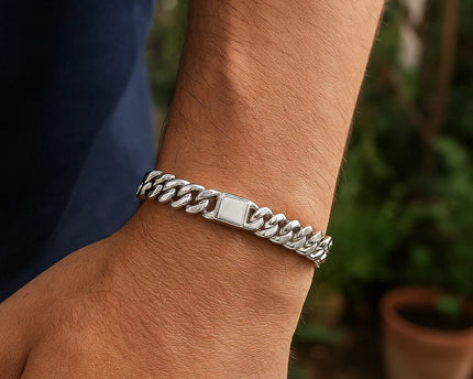 Sterling Silver Rhodium Plated Miami Cuban Link Bracelet (9.00 mm)