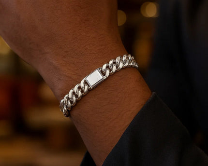 Sterling Silver Rhodium Plated Miami Cuban Link Bracelet (9.00 mm)