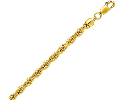 Sterling Silver Yellow Gold Plated Diamond Cut Royal Rope Chain (4.40 mm)