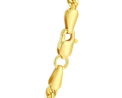 Sterling Silver Yellow Gold Plated Diamond Cut Royal Rope Chain (4.40 mm)