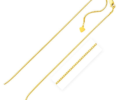 Sterling Silver Yellow Finish Adjustable Box Chain (1.40 mm)