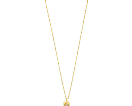 Sterling Silver Gold Plated Cubic Zirconia Starburst Locket Necklace