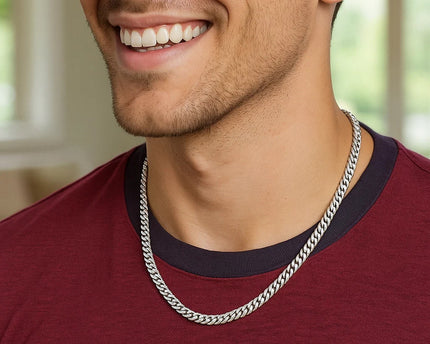 Sterling Silver Rhodium Plated Miami Cuban Chain (5.60 mm)