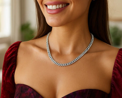 Sterling Silver Rhodium Plated Miami Cuban Chain (5.60 mm)