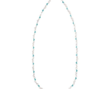 Sterling Silver Rhodium Plated Blue Enamel Hearts Necklace