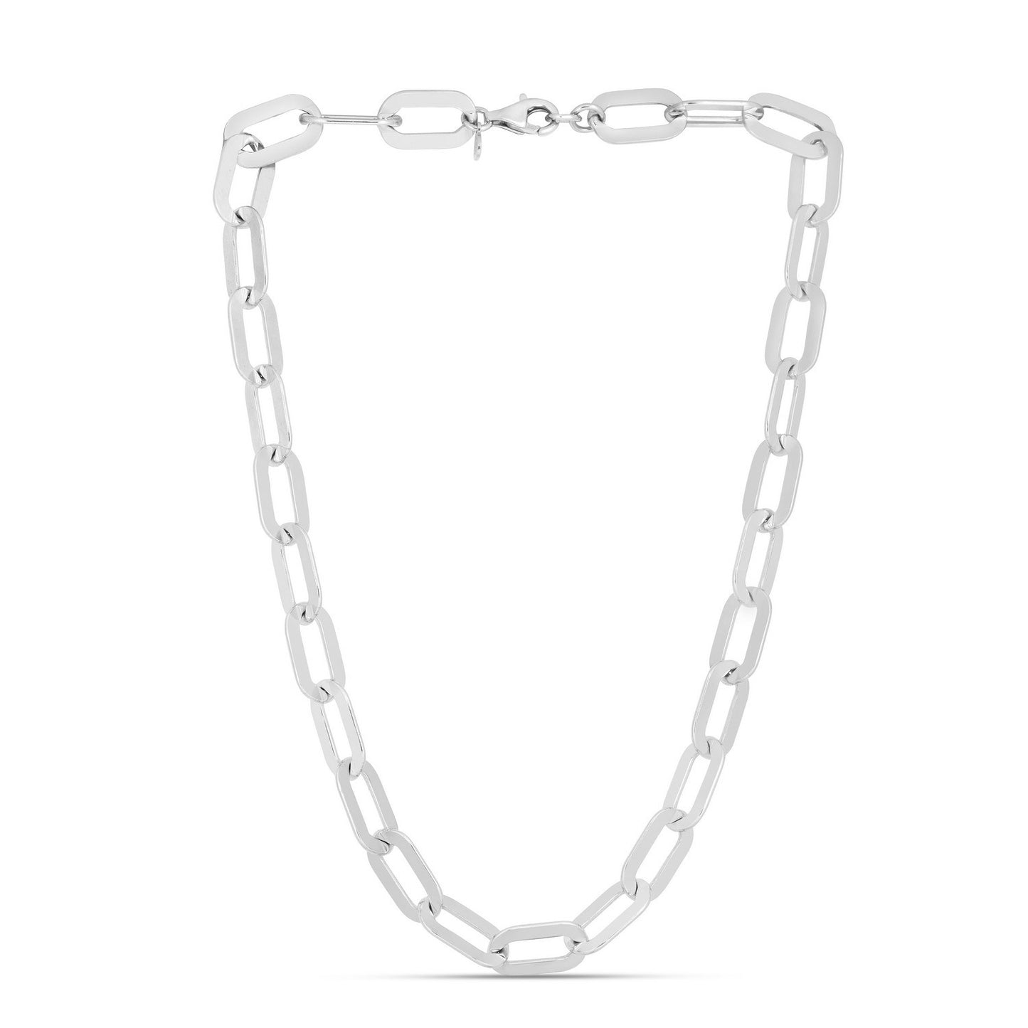 Sterling Silver Rhodium Plated Italian Link Paperclip Chain (10.30 mm)