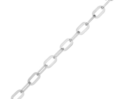 Sterling Silver Rhodium Plated Italian Link Paperclip Bracelet (10.30 mm)
