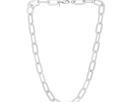 Sterling Silver Rhodium Plated Italian Link Paperclip Bracelet (10.30 mm)