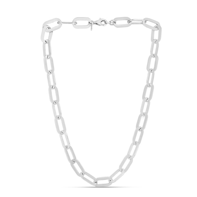 Sterling Silver Rhodium Plated Italian Link Paperclip Bracelet (10.30 mm)