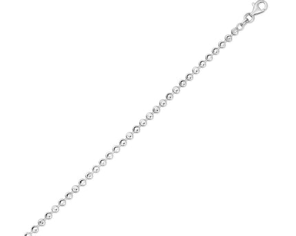 Sterling Silver Rhodium Plated Moon Cut Bead Chain (3.00 mm)