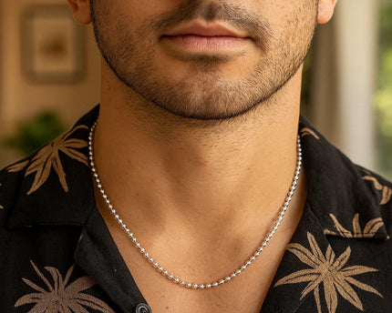 Sterling Silver Rhodium Plated Moon Cut Bead Chain (3.00 mm)