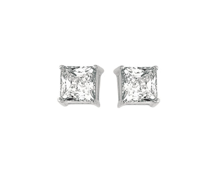 Sterling Silver Princess CZ Stud Earrings (6.00 mm)
