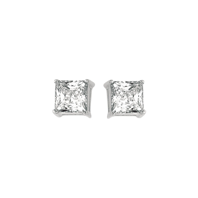 Sterling Silver Princess CZ Stud Earrings (6.00 mm)