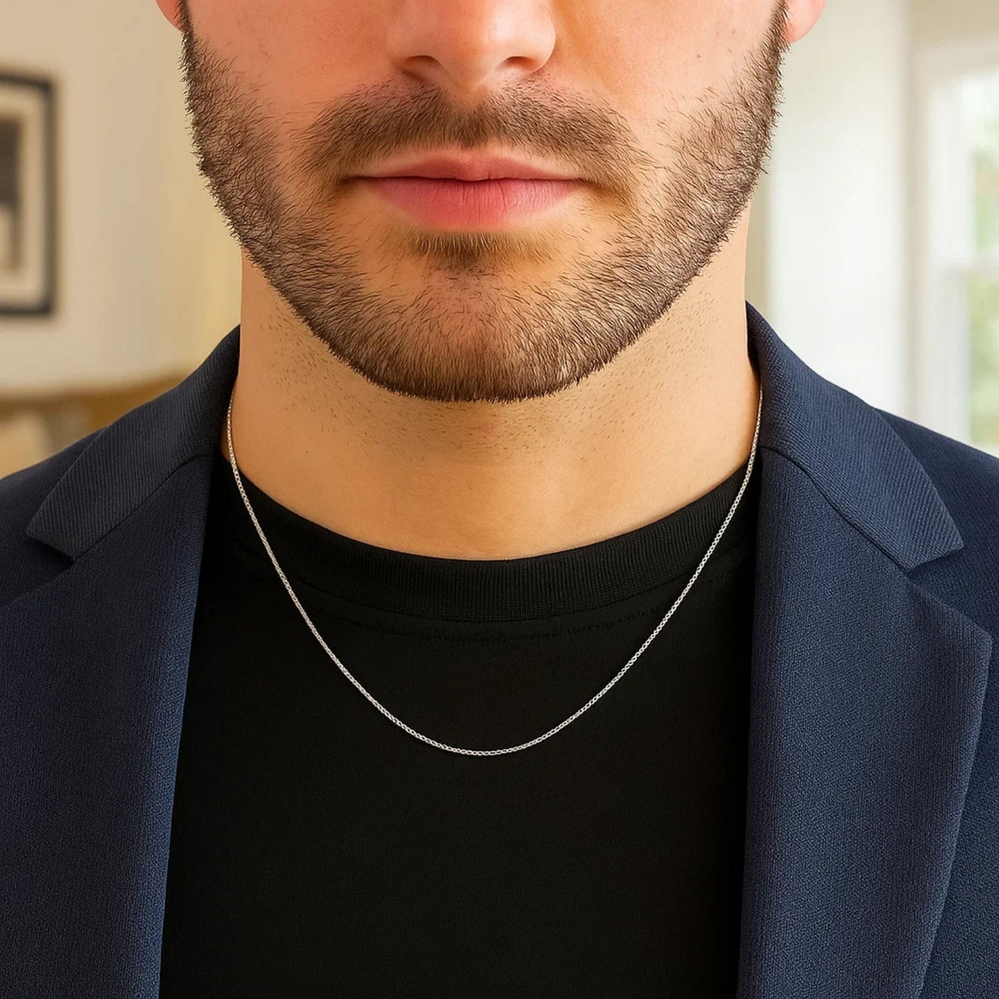 Sterling Silver Rhodium Plated Machine Rope Chain (1.06 mm)