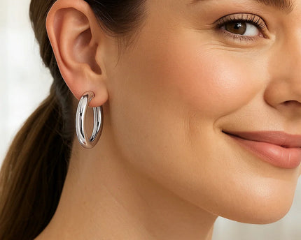 Sterling Silver Round Hoop Earrings