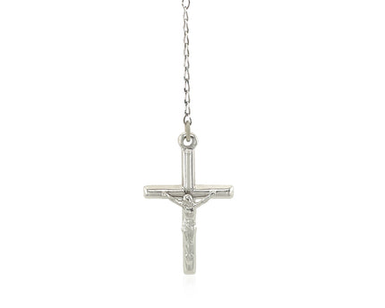 Three Toned Rosary Chain and Bead Necklace in Sterling Silver