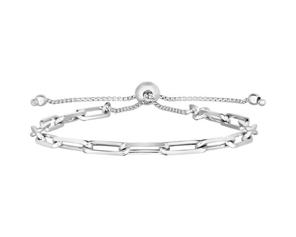 Sterling Silver Paperclip Chain Adjustable Bracelet (3.80 mm)