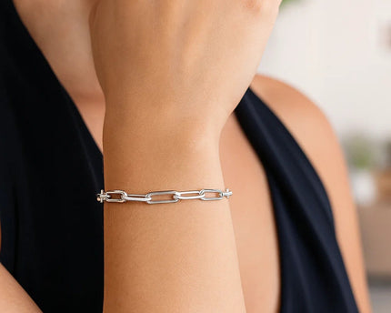 Sterling Silver Paperclip Chain Adjustable Bracelet (3.80 mm)