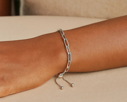 Sterling Silver Paperclip Chain Adjustable Bracelet (3.80 mm)