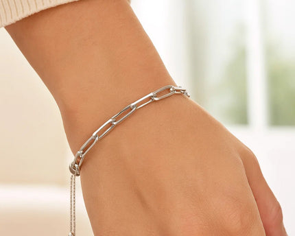 Sterling Silver Paperclip Chain Adjustable Bracelet (3.80 mm)