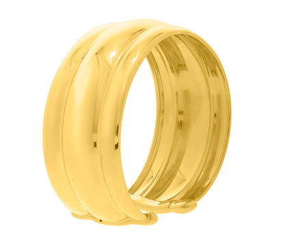 Sterling Silver Gold Plated Bold Ribbed Cuff Bangle (25.00 mm)