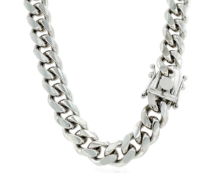 Sterling Silver Rhodium Plated Miami Cuban Chain (8.40 mm)
