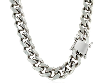 Sterling Silver Rhodium Plated Miami Cuban Chain (8.40 mm)