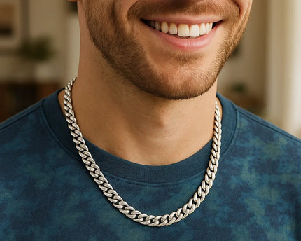 Sterling Silver Rhodium Plated Miami Cuban Chain (8.40 mm)
