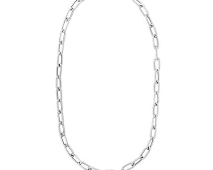 Sterling Silver Rhodium Plated Paperclip Toggle Necklace