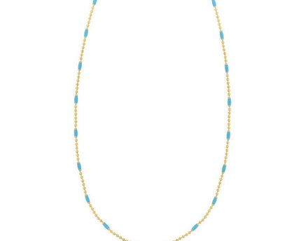 Sterling Silver Gold Plated Blue Enamel Beaded Necklace