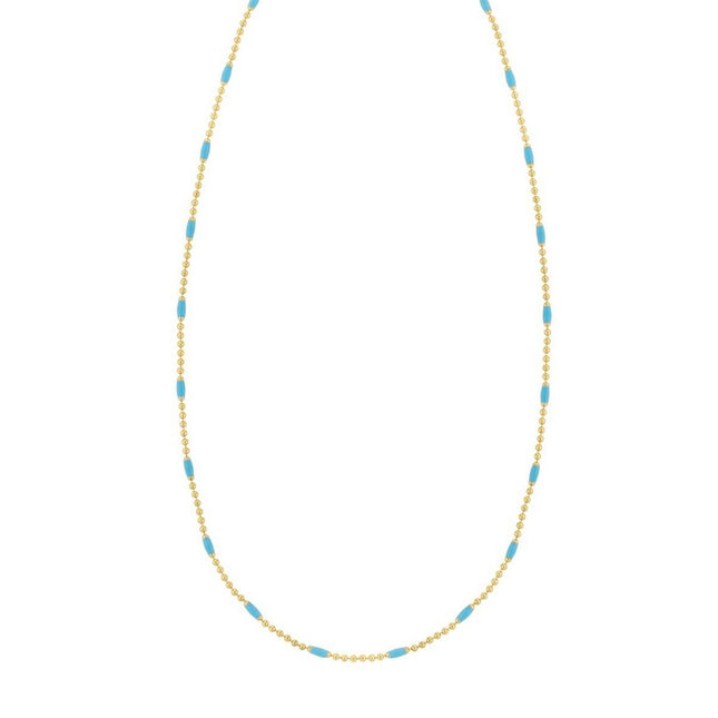 Sterling Silver Gold Plated Blue Enamel Beaded Necklace