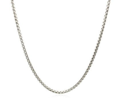 Sterling Silver Rhodium Plated Round Box Chain (1.50 mm)