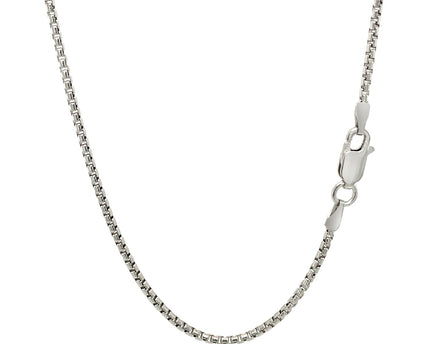 Sterling Silver Rhodium Plated Round Box Chain (1.50 mm)
