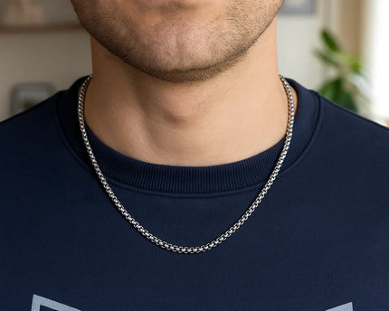 Sterling Silver Rhodium Plated Round Box Chain (1.50 mm)
