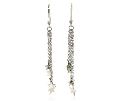 Sterling Silver Tassel Earrings with Polished Stars