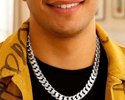 Rhodium Plated Sterling Silver Curb Style Chain (11.60 mm)